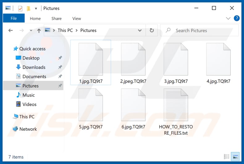 Files encrypted by STEEL ransomware (.TQ9t7 extension)