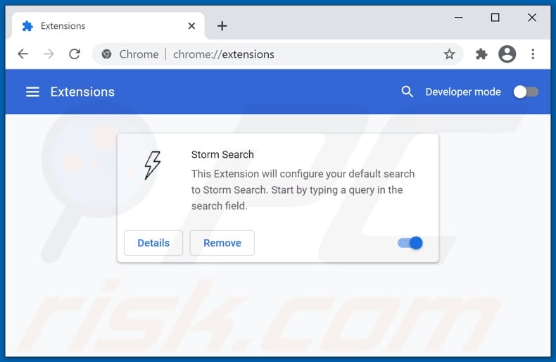 Removing stormsearch.net related Google Chrome extensions