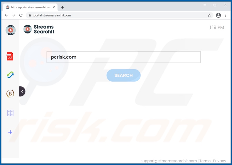 streamssearchit.com browser hijacker