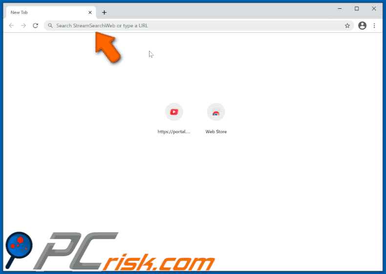StreamSearchWeb browser hijacker redirecting to Yahoo (GIF)