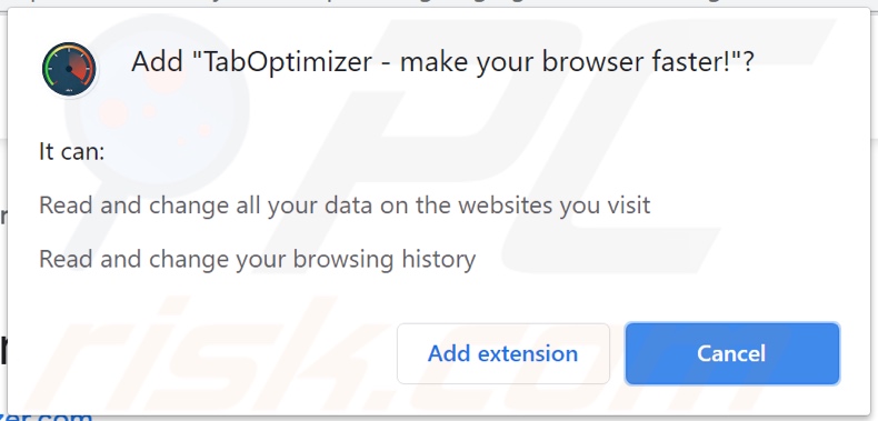 TabOptimizer adware asking permission to track data 