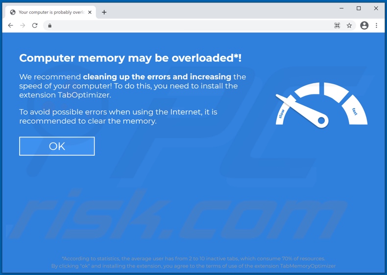 TabOptimizer adware promoting website