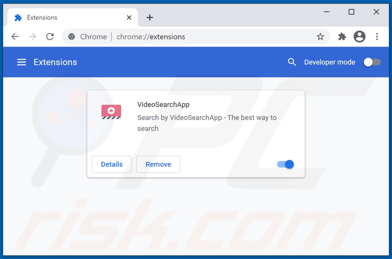 Removing videosearchapp.com related Google Chrome extensions
