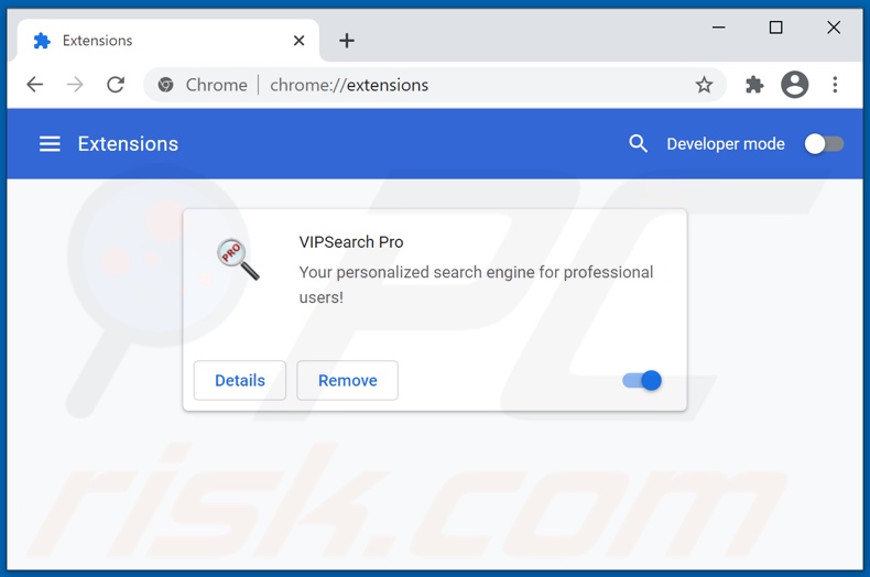 Removing vipsearch.guru related Google Chrome extensions