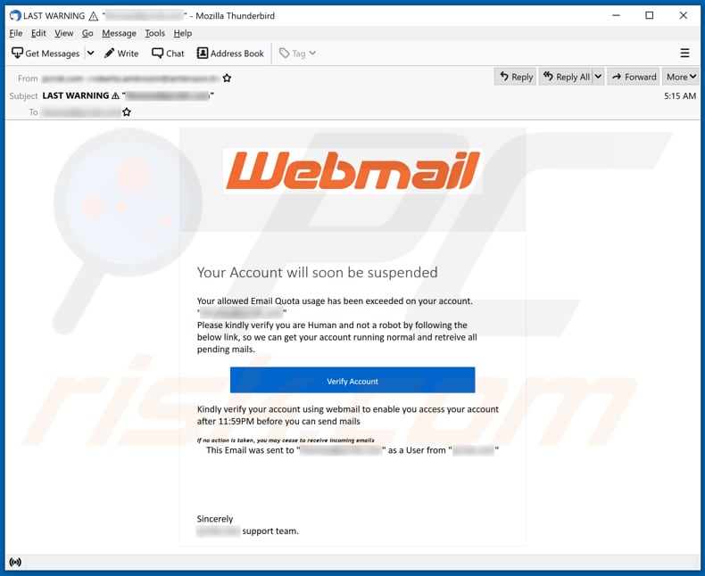 Webmail email scam