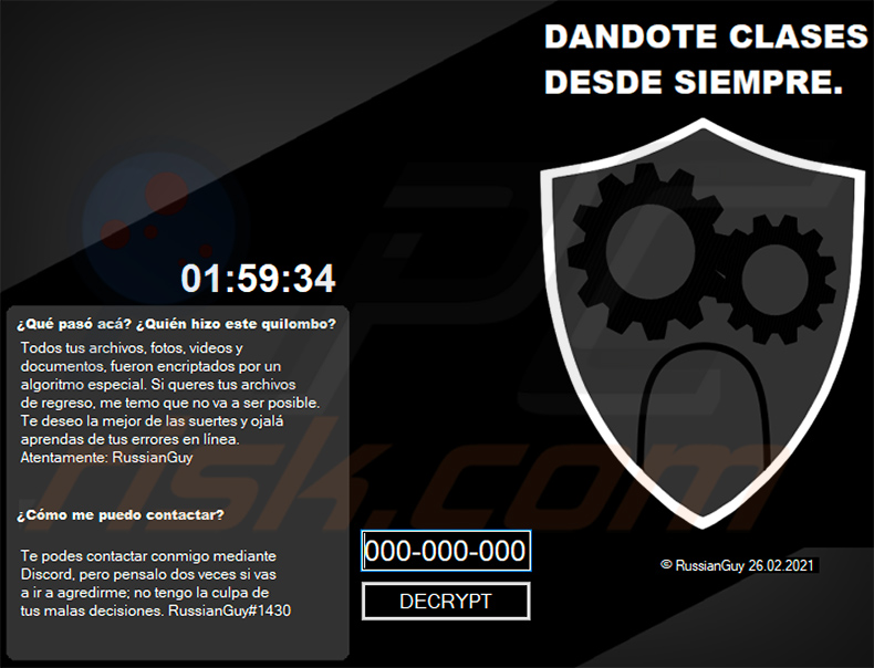 WormLocker ransomware Spanish screenlock