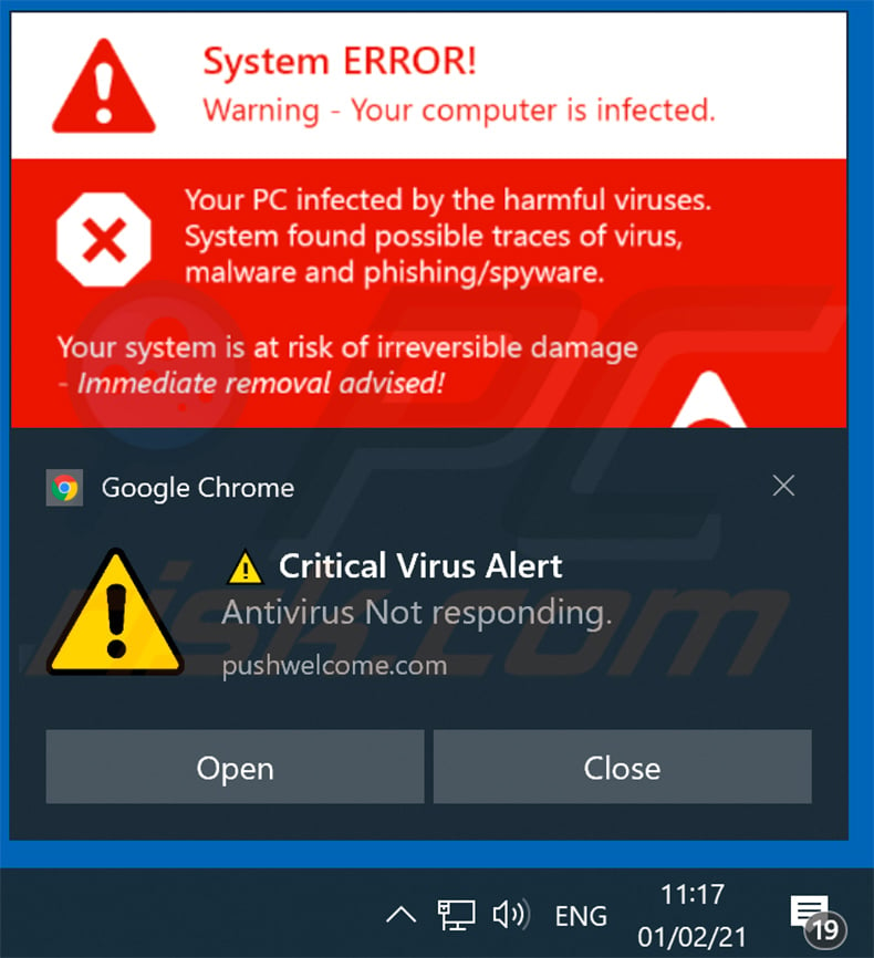 Your ANTIVIRUS Subscription Has Expired scam promoted via browser notification (sample 2)