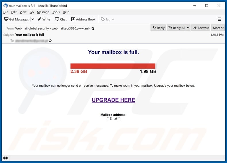 Your mailbox is full email spam campaign