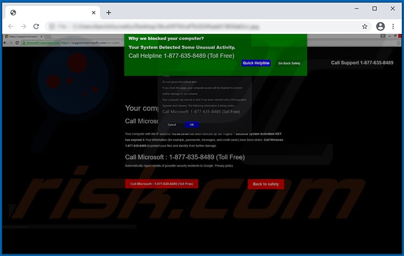 Your System Detected Some Unusual Activity pop-up scam (2021-03-26)