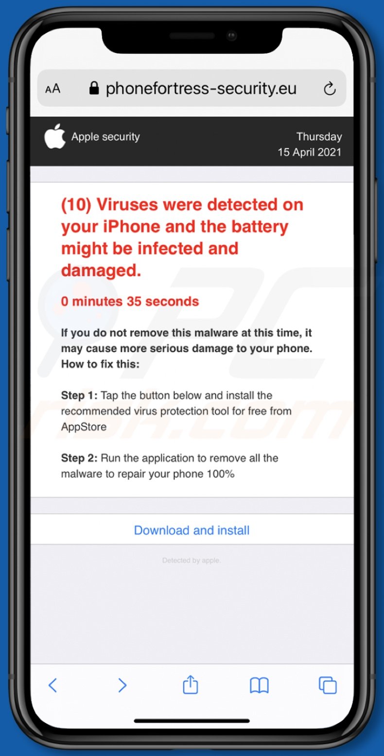 (10) Viruses were detected on your iPhone scam