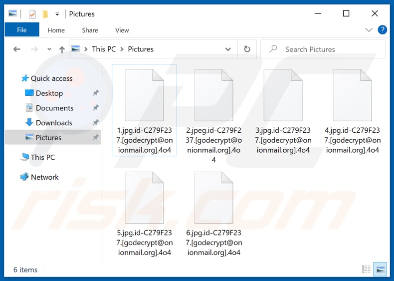 Files encrypted by 4o4 ransomware (.4o4 extension)