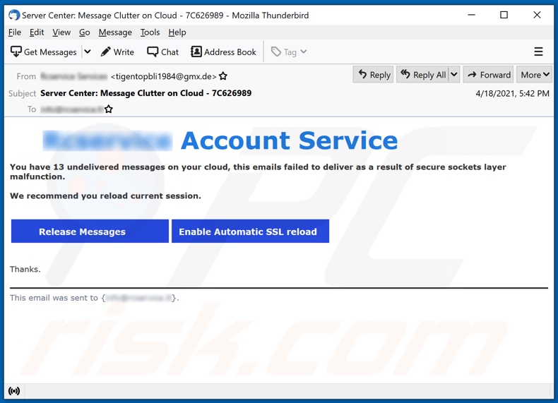 Account Service email spam campaign