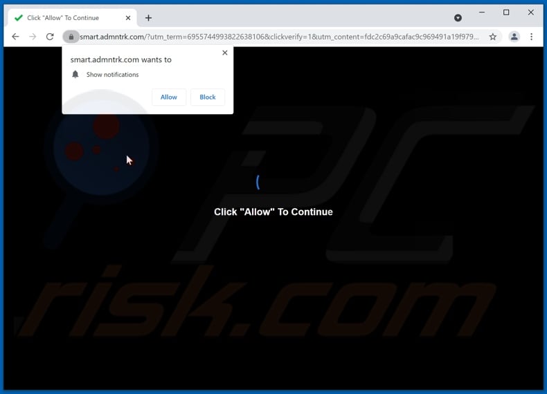 admntrk[.]com pop-up redirects