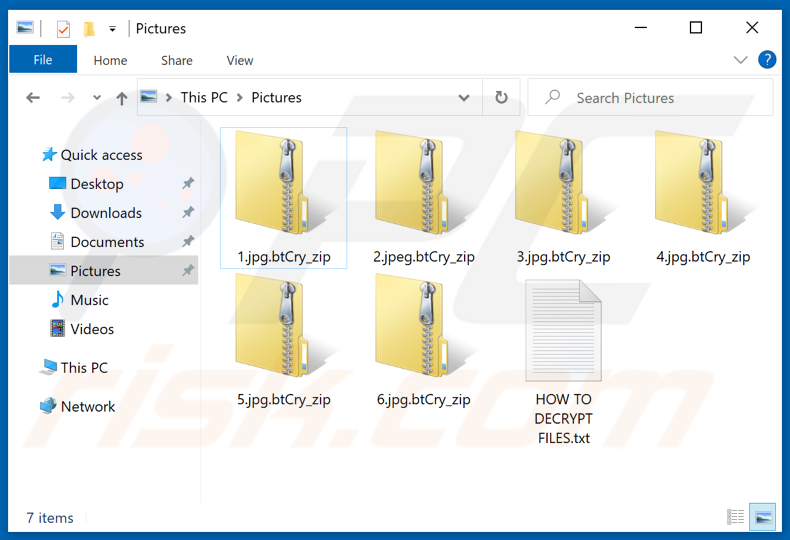 Files encrypted by btCry_zip ransomware (.btCry_zip extension)
