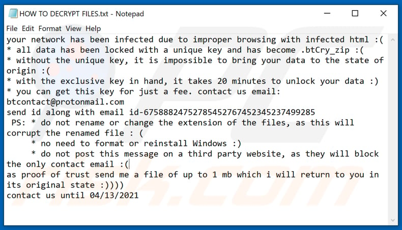 btCry_zip decrypt instructions (HOW TO DECRYPT FILES.txt)