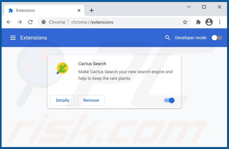 Removing cactus-search.com related Google Chrome extensions
