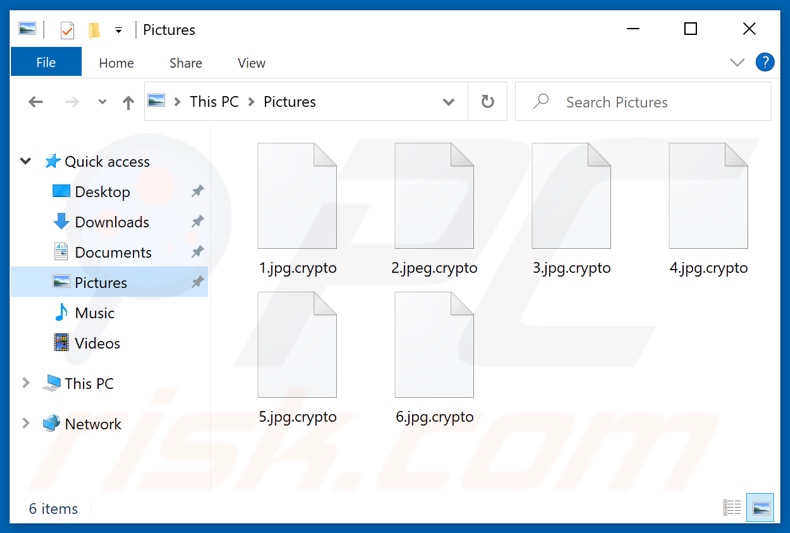 Files encrypted by CHEATER ransomware (.crypto extension)
