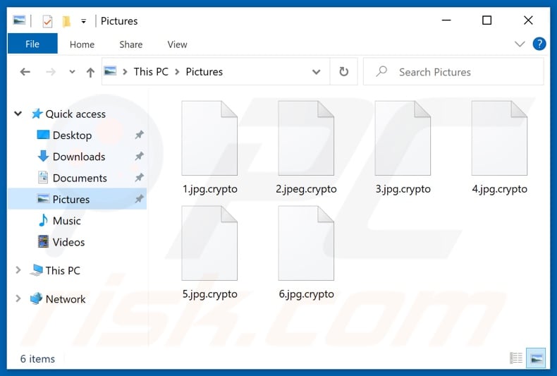 Files encrypted by CHEATER ransomware (.crypto extension)