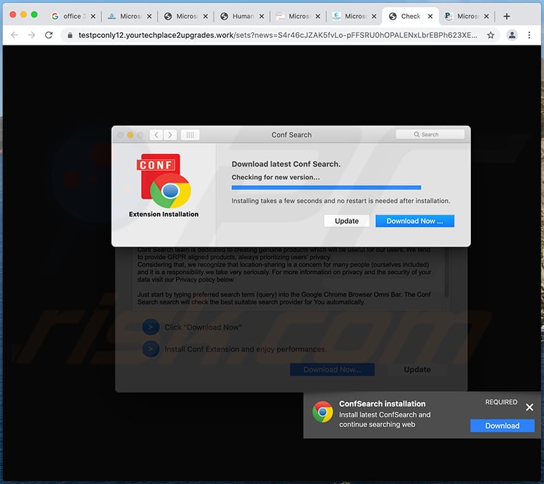 Conf Search browser hijacker-promoting website (2021-04-22)