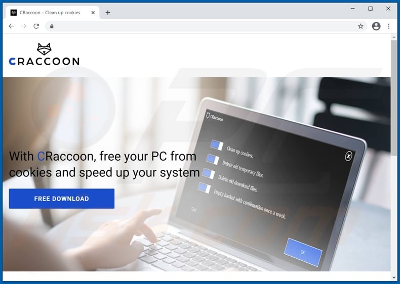 Website used to promote CRaccoon PUA