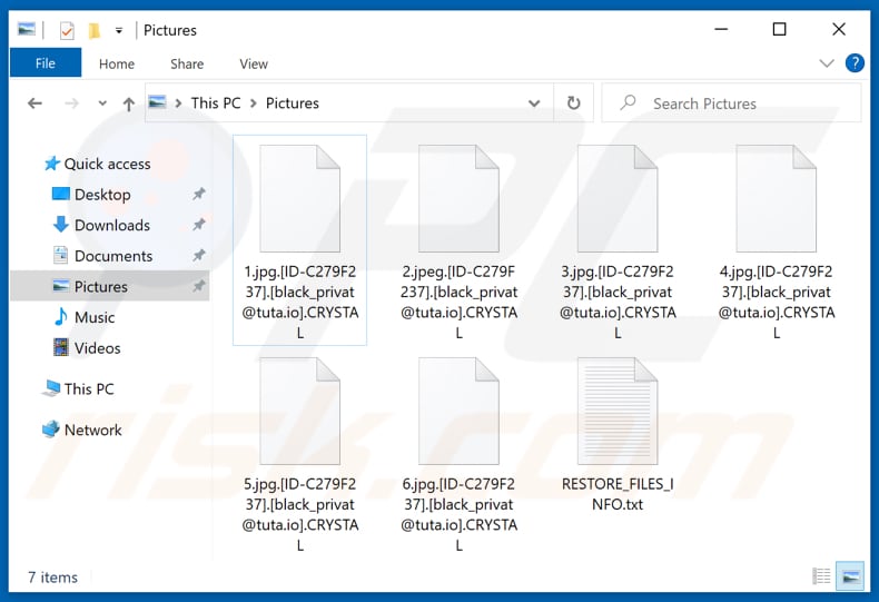 Files encrypted by CRYSTAL ransomware (.CRYSTAL extension)