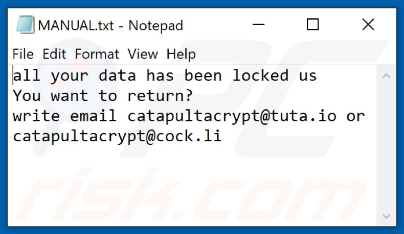 Ctpl ransomware text file (MANUAL.txt)