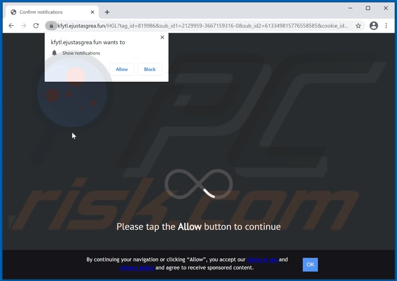 ejustasgrea[.]fun pop-up redirects