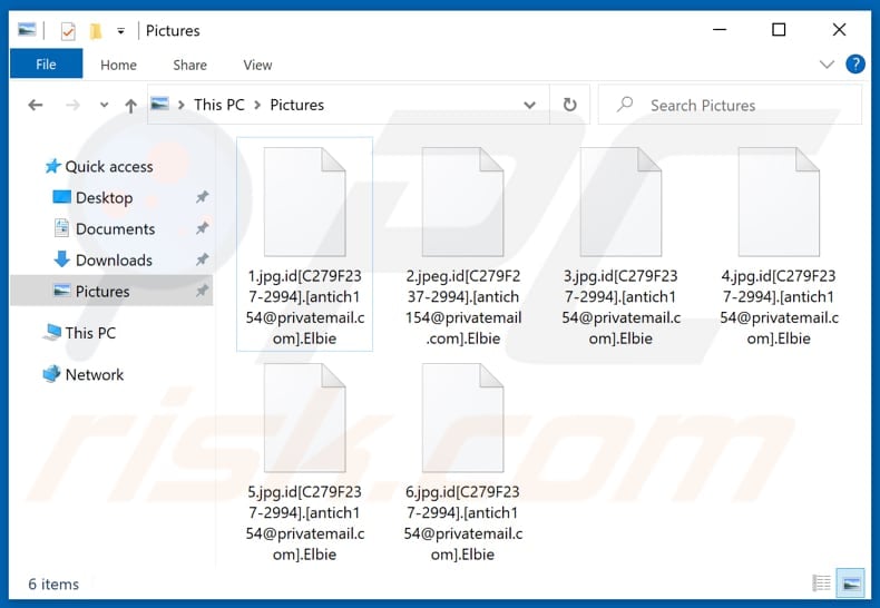 Files encrypted by Elbie ransomware (.Elbie extension)