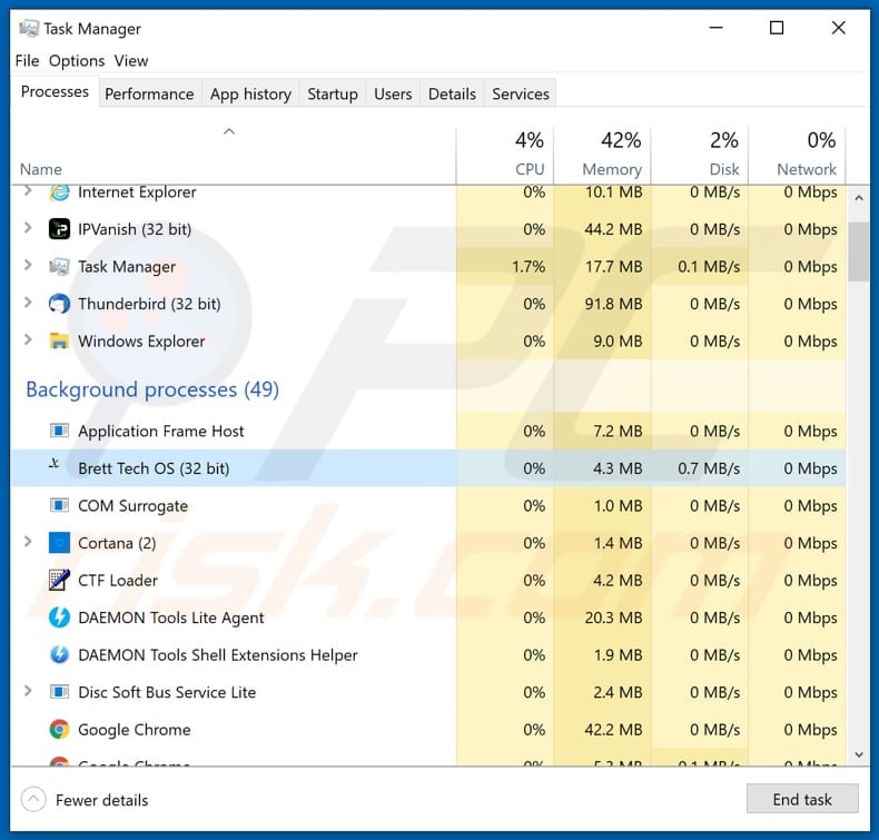 empros lines email virus running in task manager as brett tech os