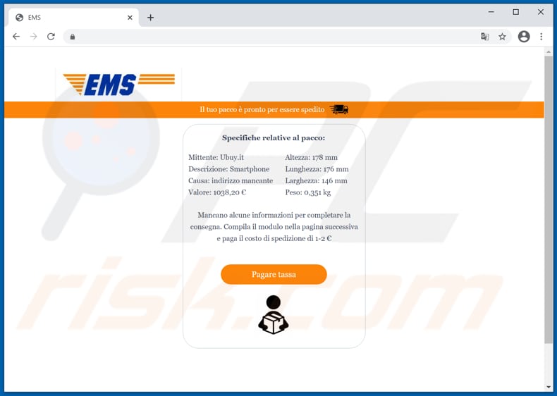 ems email scam deceptive express mail service website