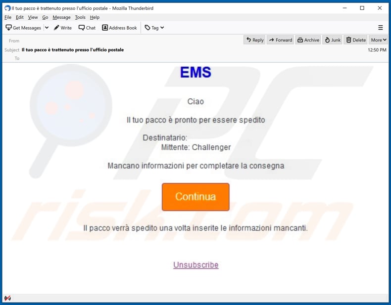 EMS phishing campaign