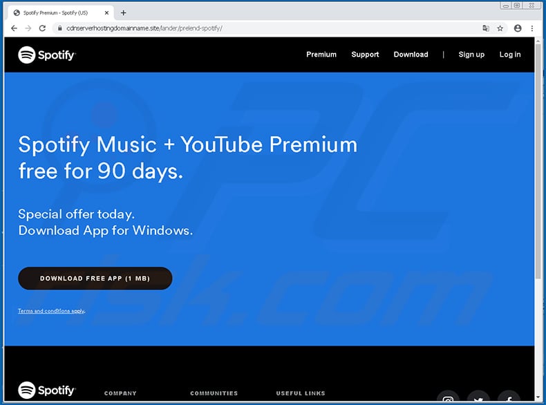 Fake Spotify website spreading FickerStealer