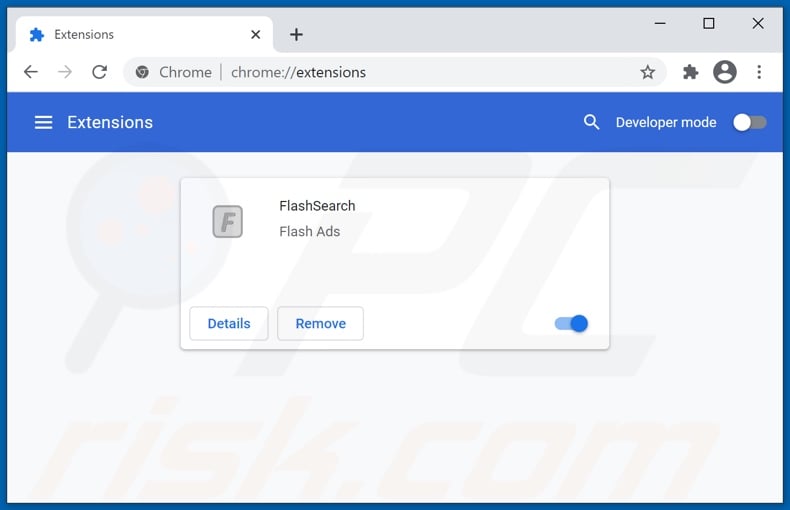 Removing flashsearch.club related Google Chrome extensions