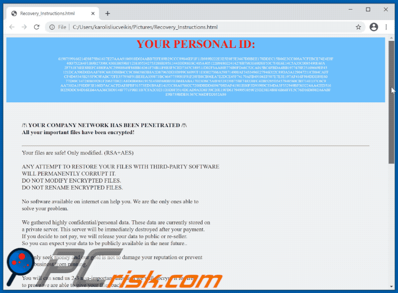 Frlock, Grlock, Itlock, Czlock, and Zalock ransom note appearance GIF (Recovery_Instructions.html)