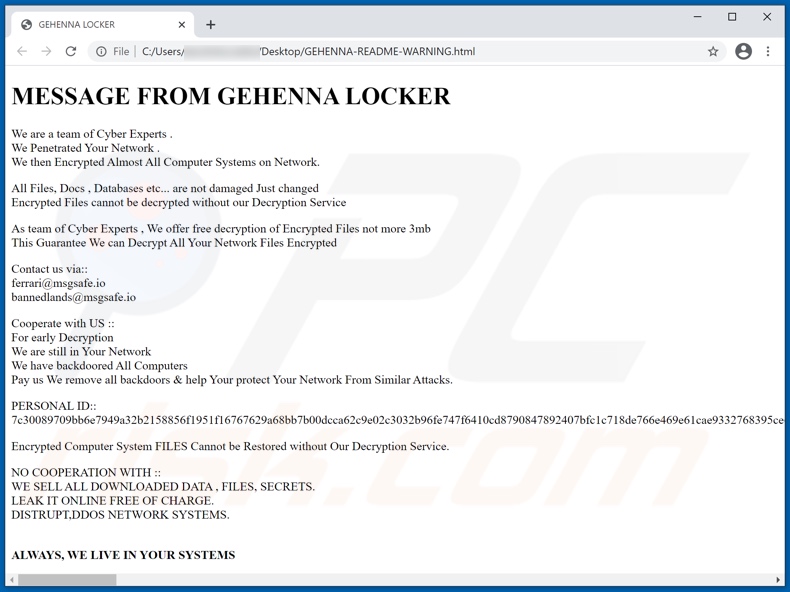 GEHENNA LOCKER decrypt instructions (GEHENNA-README-WARNING.html)