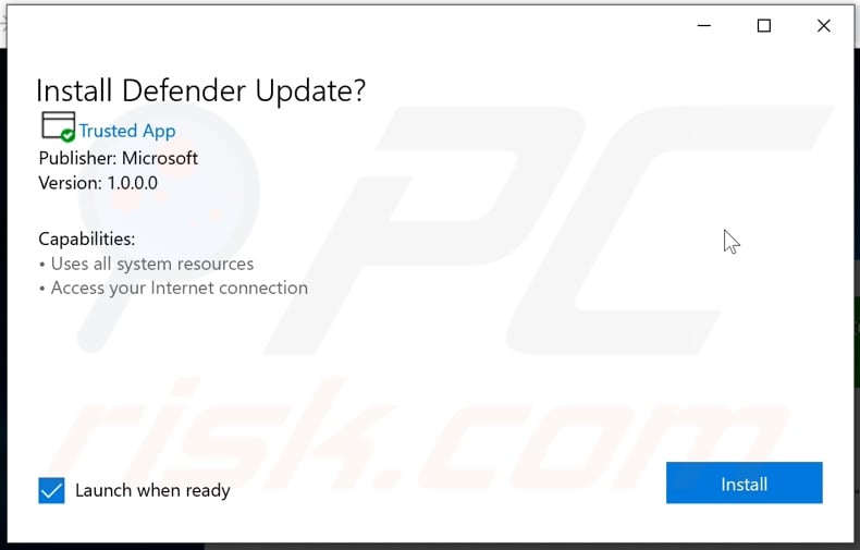 Important Defender update available scam promoted installer
