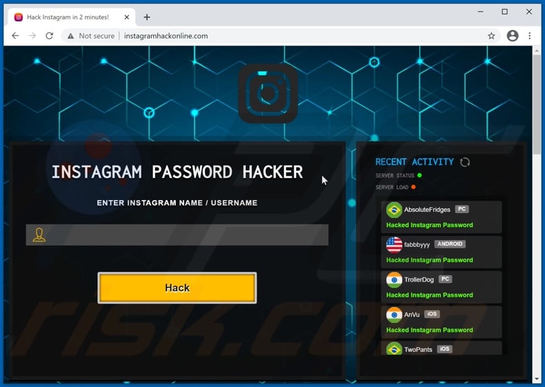 Instagram Password Hacker scam