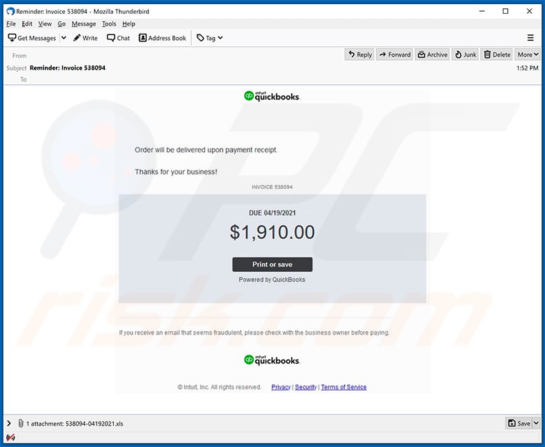 Intuit QuickBooks spam email spreading Dridex malware (2021-04-20)