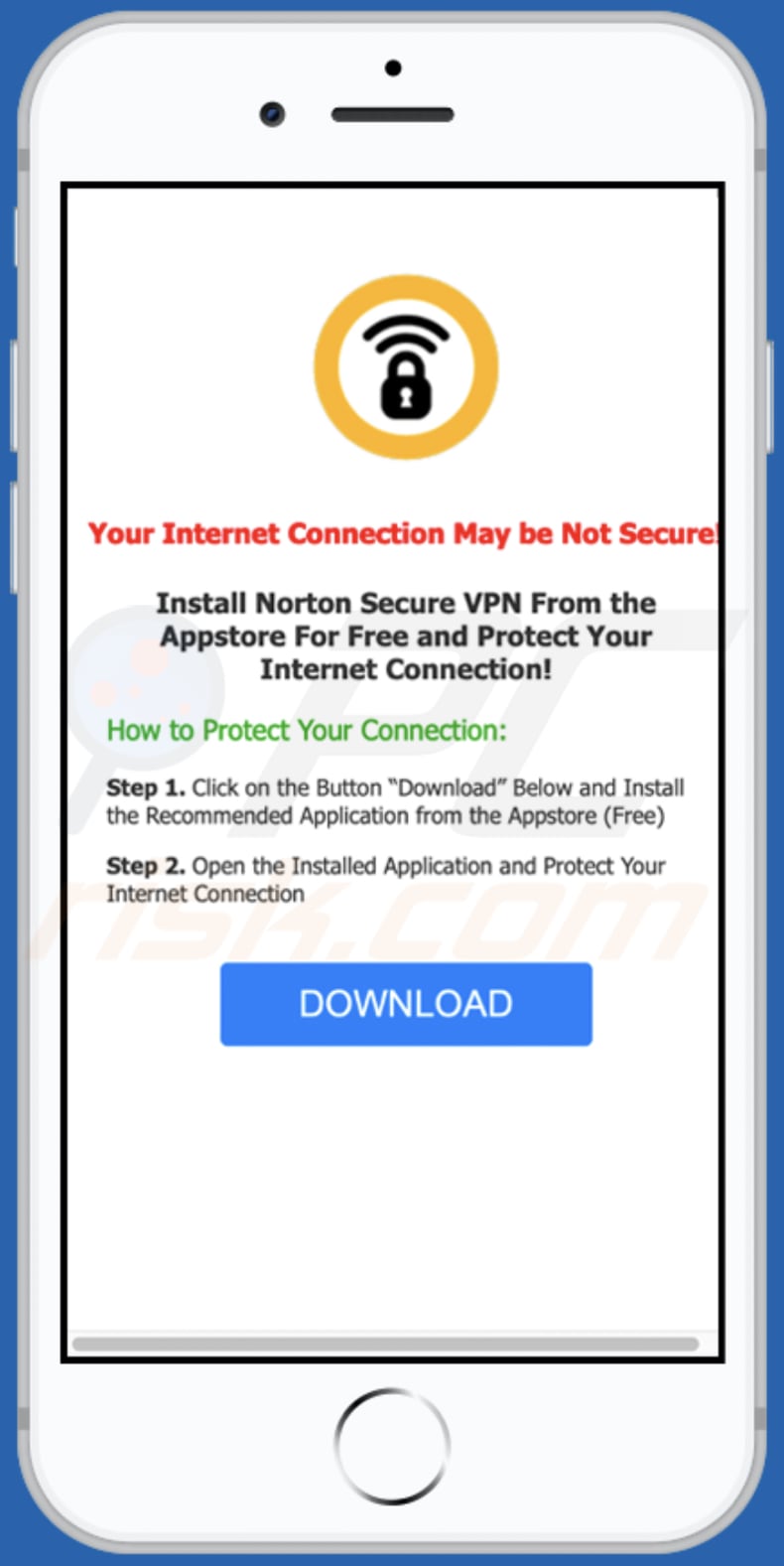 iosdfnc.com pop-up scam second variant