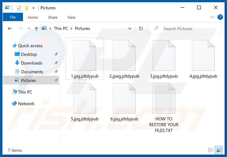 Files encrypted by Jdtdypub ransomware (.jdtdypub extension)