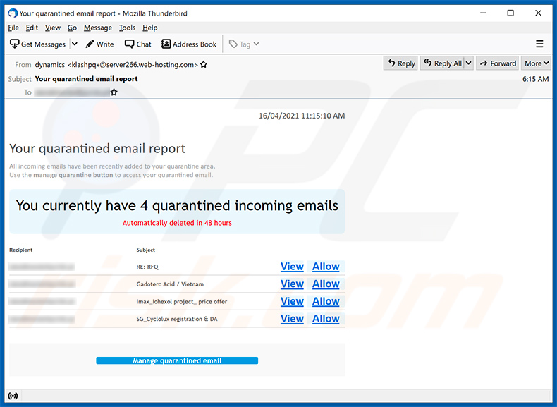 Quarantined mail-themed spam (2021-04-16)