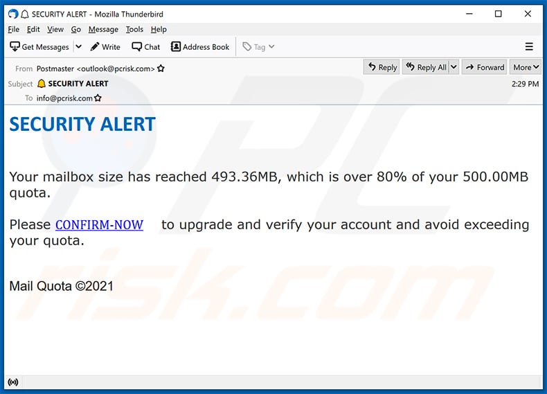 Mail Quota-themed spam email (2021-04-20)