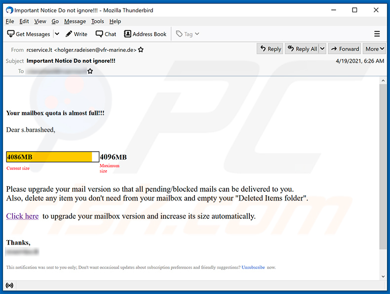 Mail Quota-themed spam email (2021-04-20)