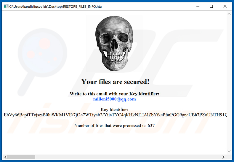 Milleni5000 ransomware pop-up window (RESTORE_FILES_INFO.hta)