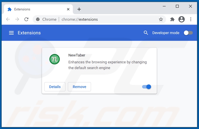 Removing newtaber.com related Google Chrome extensions