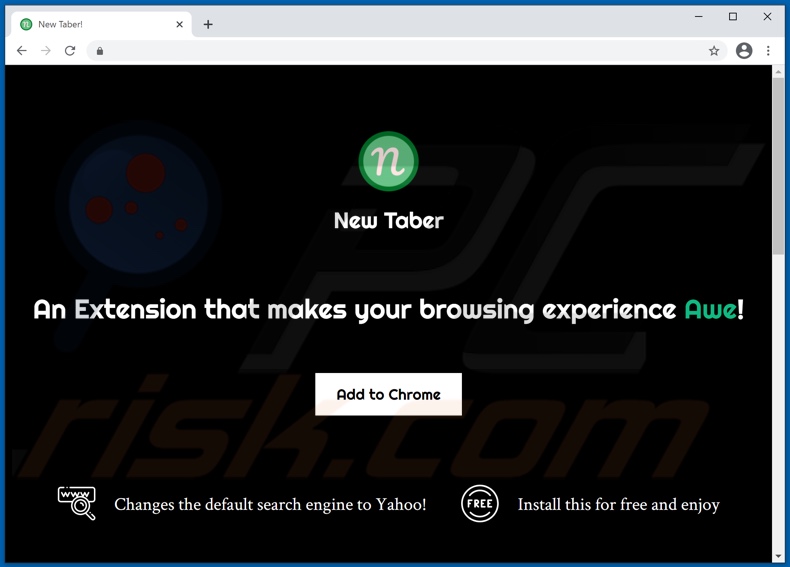 Website used to promote NewTaber browser hijacker