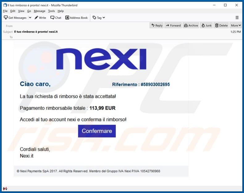 Nexi email scam email spam campaign