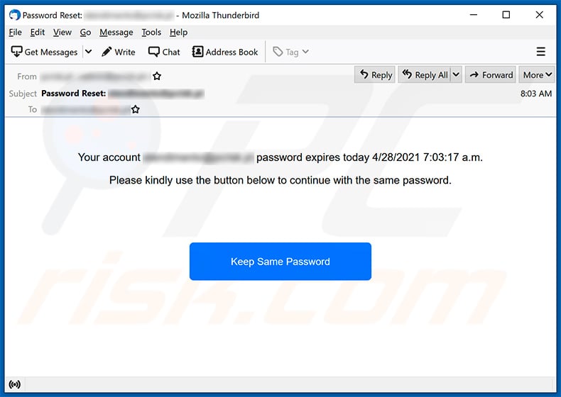 Password expiration-themed spam email (2021-04-28)