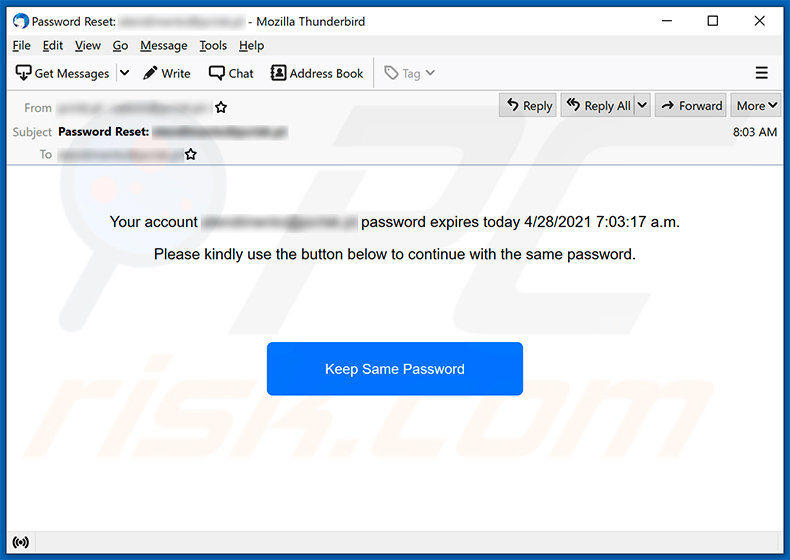 Password expiration-themed spam email (2021-04-28)