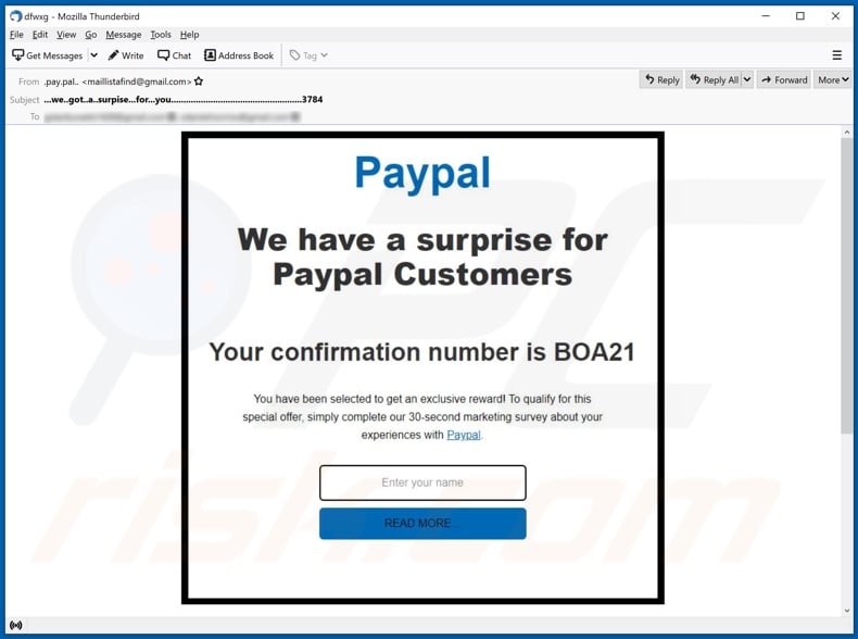 PayApp Reward scam promoting email